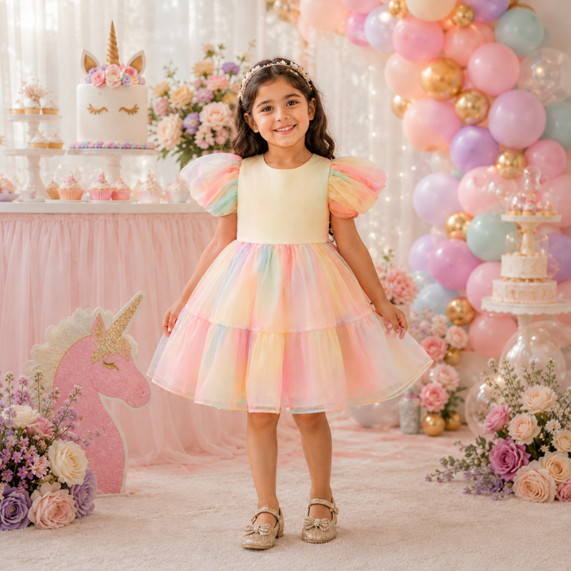 Rainbow Tulle Princess Dress | Unicorn Party Dress