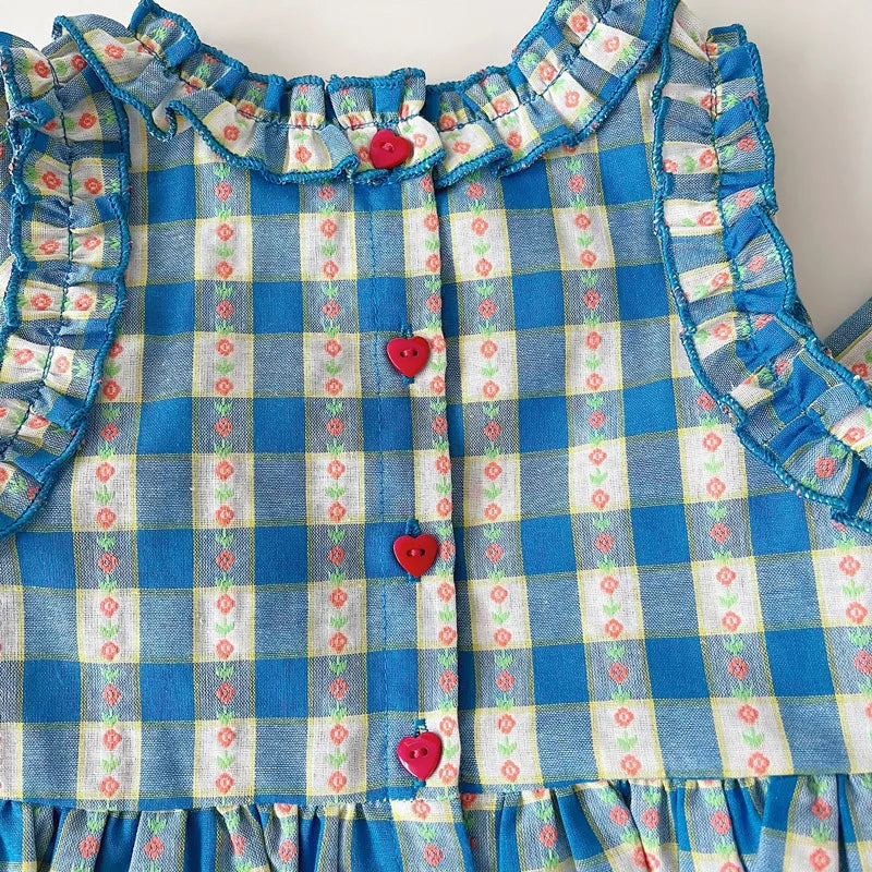 Blue Gingham Ruffle Set