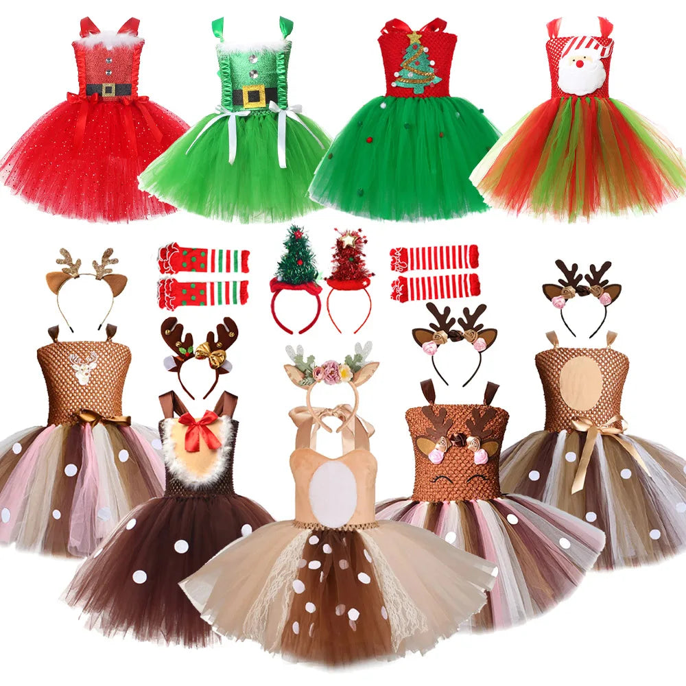 Sparkle Christmas Outfit | Santa Claus, Reindeer, Elf & Tree Tutu Dress