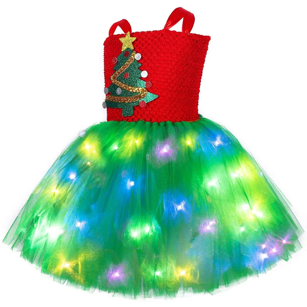 Girls LED Light Up Sparkling Christmas Dress