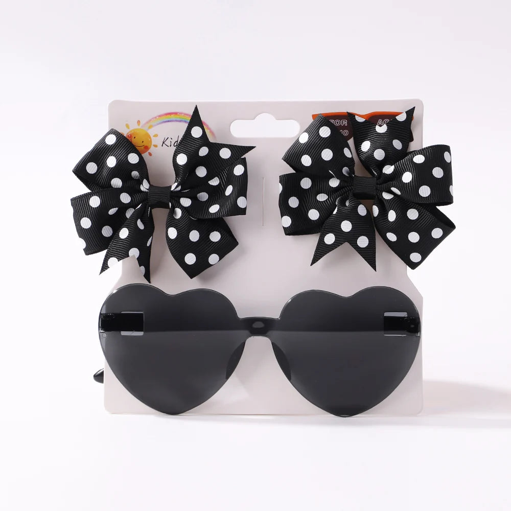Kids Polka Dot Bow Heart Sunglasses