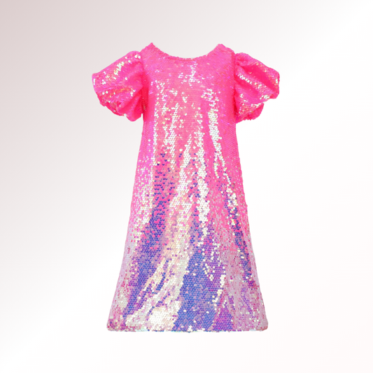 Girls Ombre Hot Pink Sparkling Sequin Diva Dress