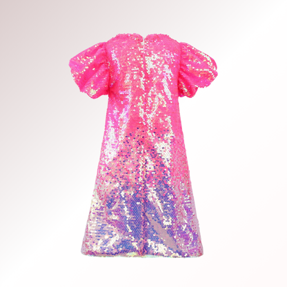 Girls Ombre Hot Pink Sparkling Sequin Diva Dress