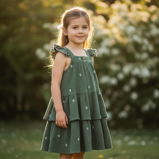 Girls Summer Linen Holiday Dress