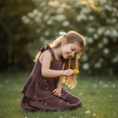 Girls Summer Linen Holiday Dress