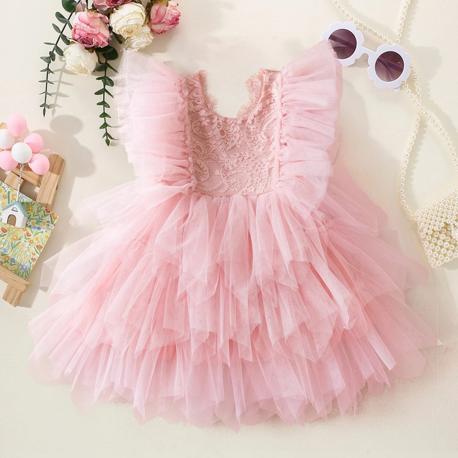 Girls Ruffled Lace Princess Dress Girls Ruffled Lace Princess Dress