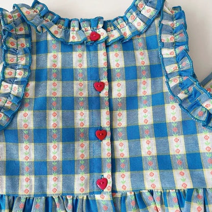 Blue Gingham Ruffle Set
