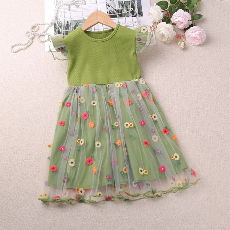 Floral Flutter Mesh Dress