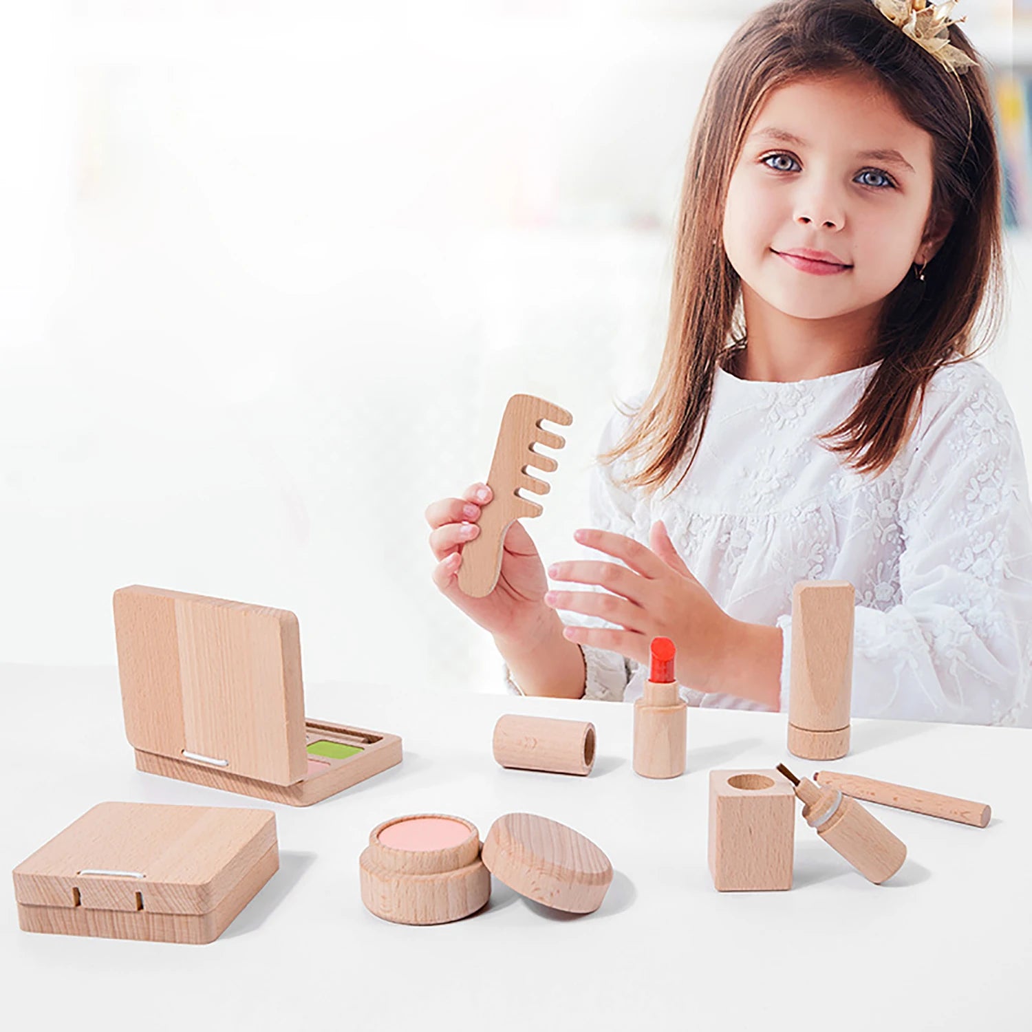 Wooden Pretend Makeup Set