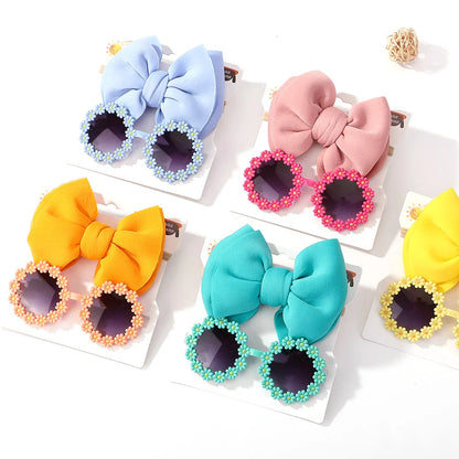 Kids Floral Sunglasses with Matching Headband | Stylish UV Protection