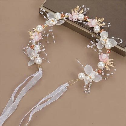 Pearl Flower Headband and Wrist Bracelet