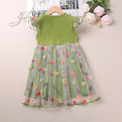 Floral Flutter Mesh Dress