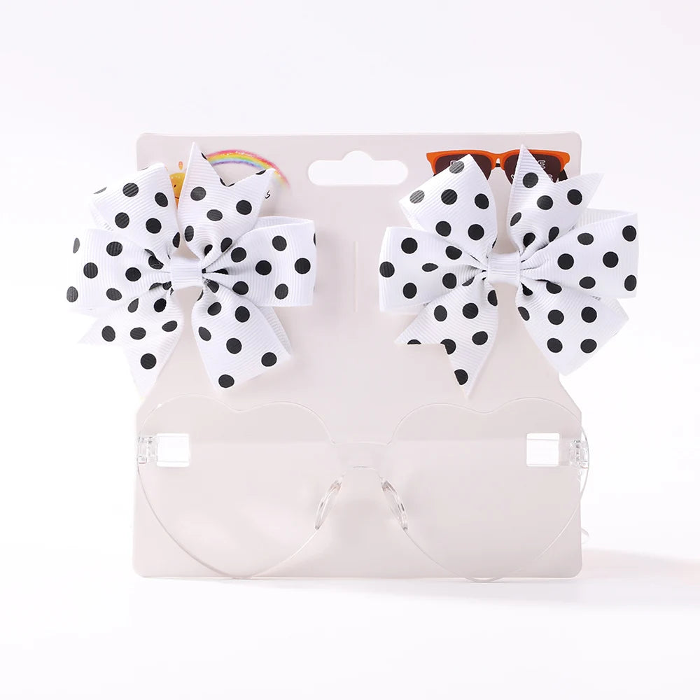 Kids Polka Dot Bow Heart Sunglasses