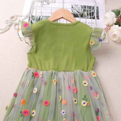 Floral Flutter Mesh Dress
