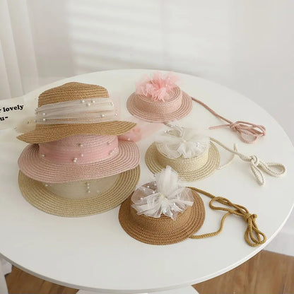 Tulle Straw Hat for Kids | Summer Accessory for Little Divas