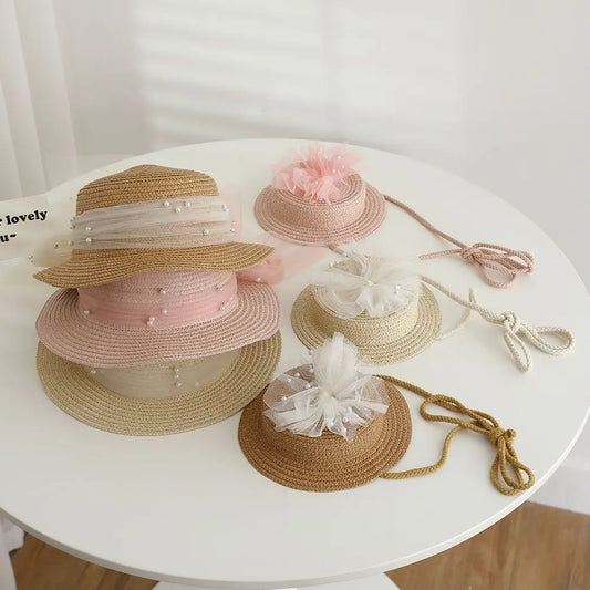 Tulle Straw Hat for Kids | Summer Accessory for Little Divas