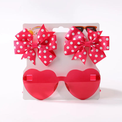 Kids Polka Dot Bow Heart Sunglasses