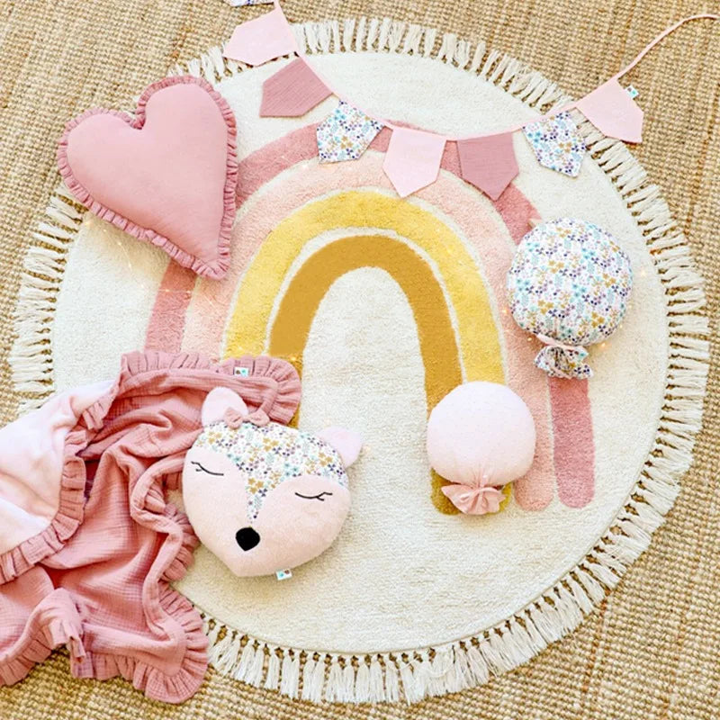 Boho Rainbow Tassel Rug