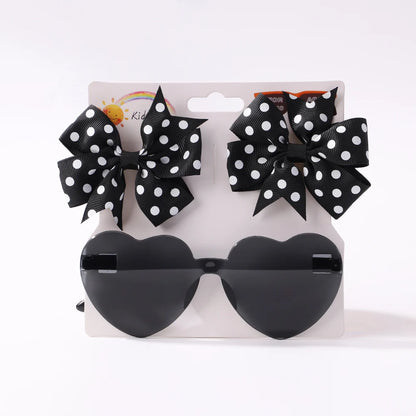 Kids Polka Dot Bow Heart Sunglasses