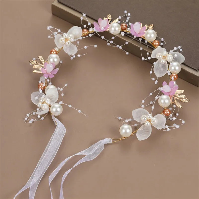 Pearl Flower Headband and Wrist Bracelet