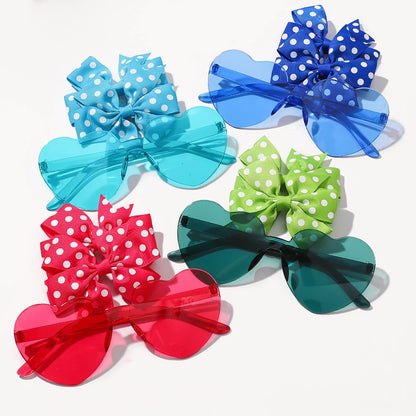 Kids Polka Dot Bow Heart Sunglasses