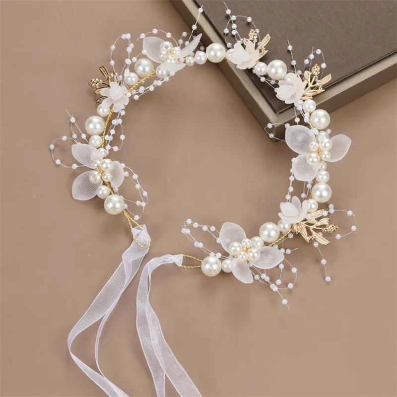 Pearl Flower Headband and Wrist Bracelet