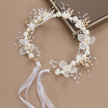 Pearl Flower Headband and Wrist Bracelet