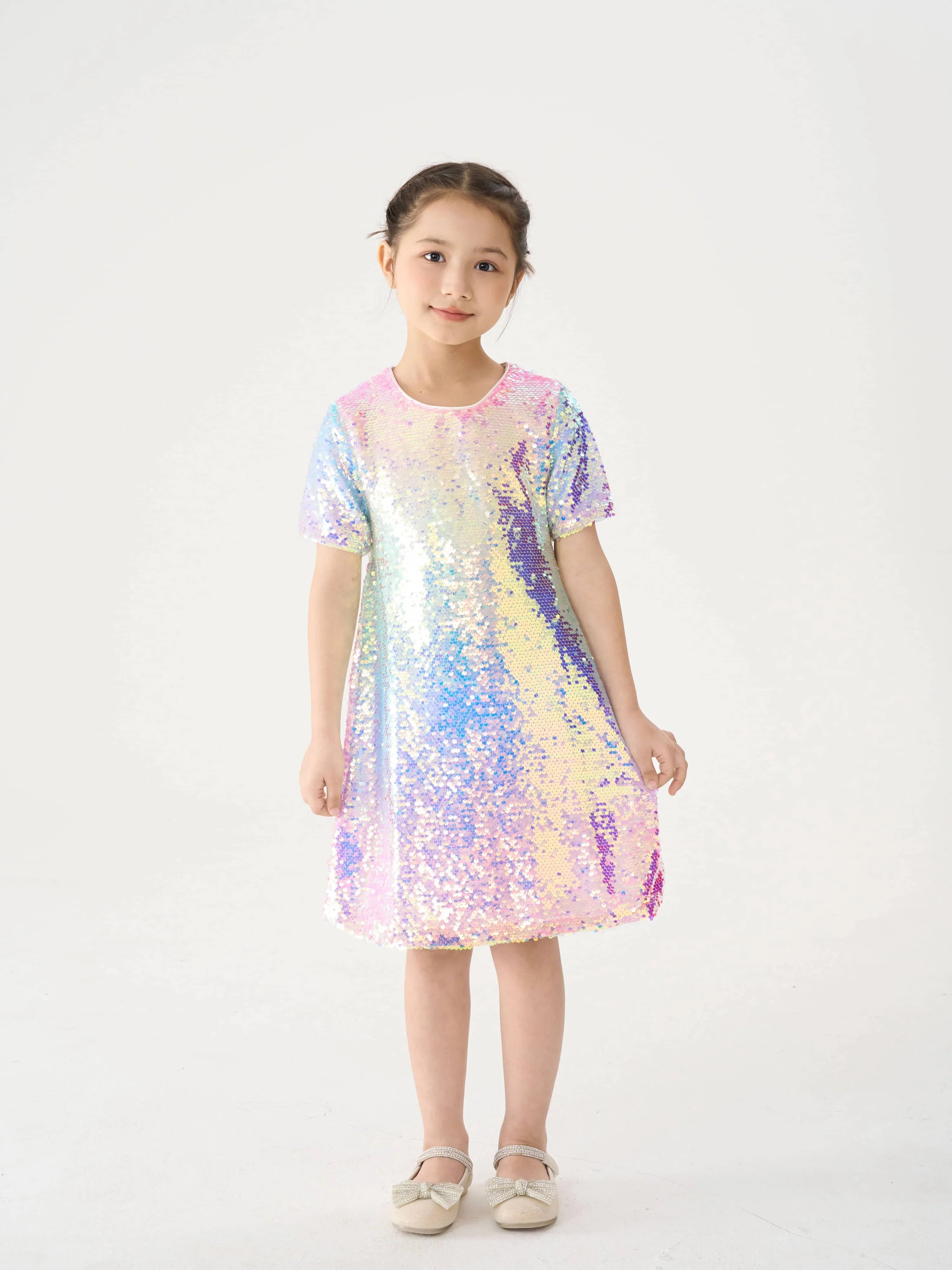 Girls Ombre Rainbow Sparkling Sequin Diva Dress