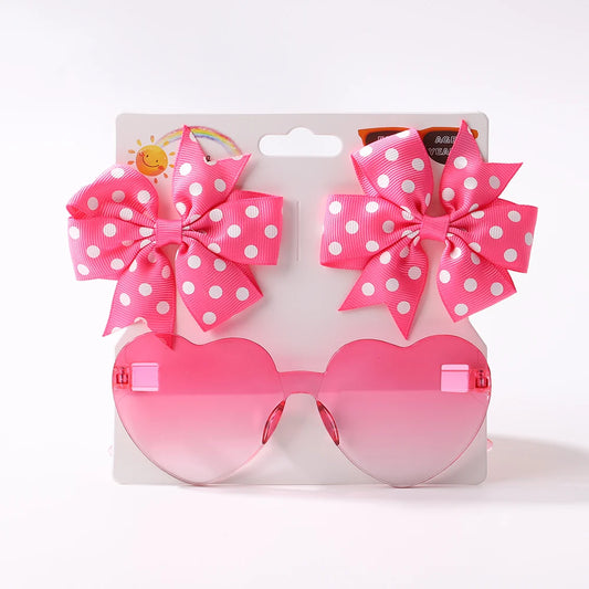 Kids Polka Dot Bow Heart Sunglasses