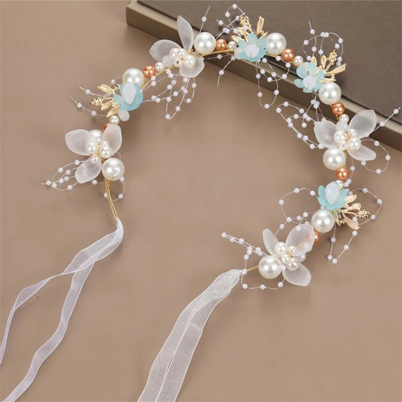 Pearl Flower Headband and Wrist Bracelet