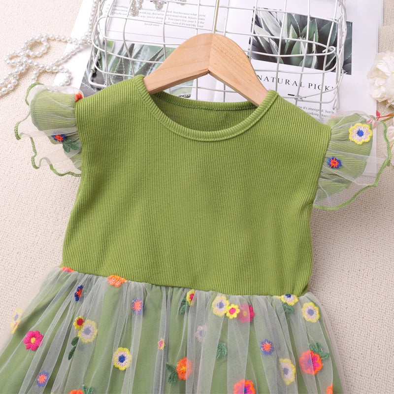 Floral Flutter Mesh Dress