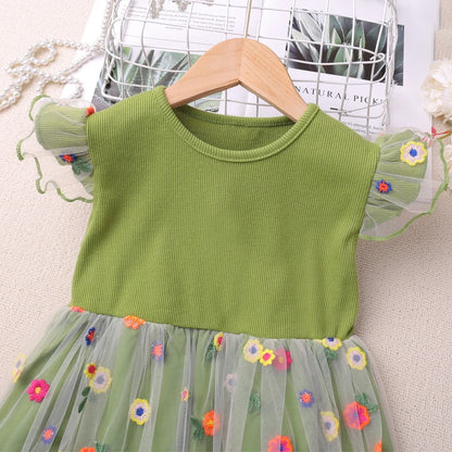 Floral Flutter Mesh Dress