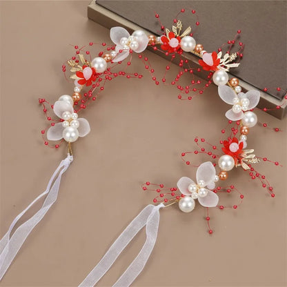 Pearl Flower Headband and Wrist Bracelet