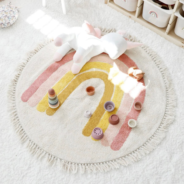 Boho Rainbow Tassel Rug