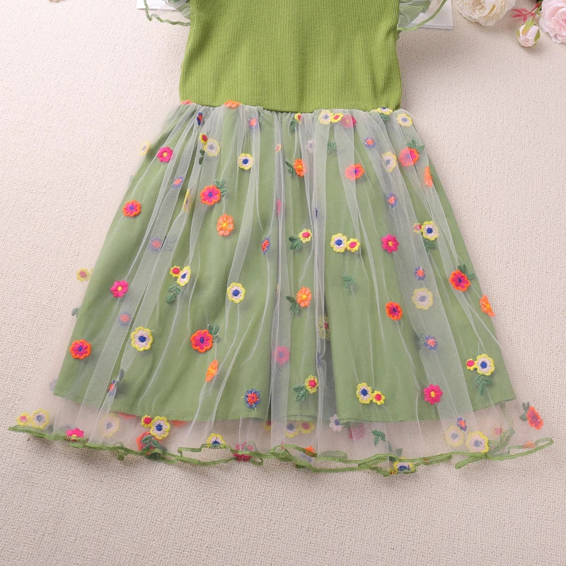 Floral Flutter Mesh Dress