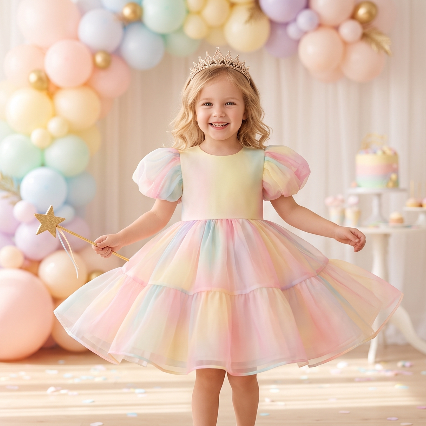 Rainbow Tulle Princess Dress | Unicorn Party Dress