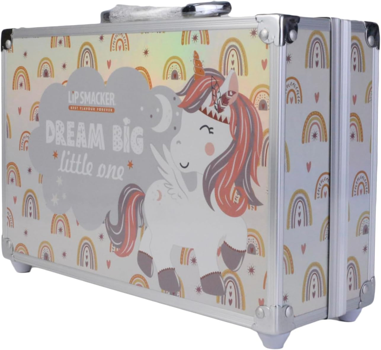 Beauty Train Case, Girls All-In-One Makeup Giftset Including 22 Lip Glosses, 9 Easy-To-Apply Creamy Eyeshadow, 2 Nail Polish, 4 Shimmer Powders and Hair Clips for Your Kids' Creative Look