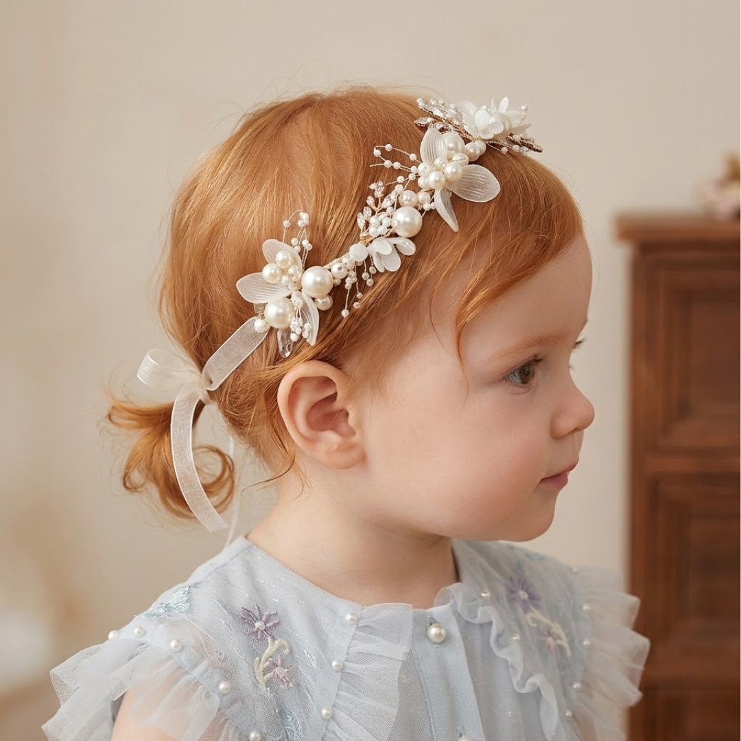 Pearl Flower Headband and Wrist Bracelet